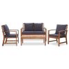 4 Piece Garden Lounge Set with Cushions Solid Acacia Wood - Grey