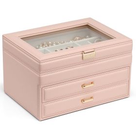 Large Capacity Earrings, Necklaces, Rings, Bracelets, Hand Accessories (Option: Light orange powder)